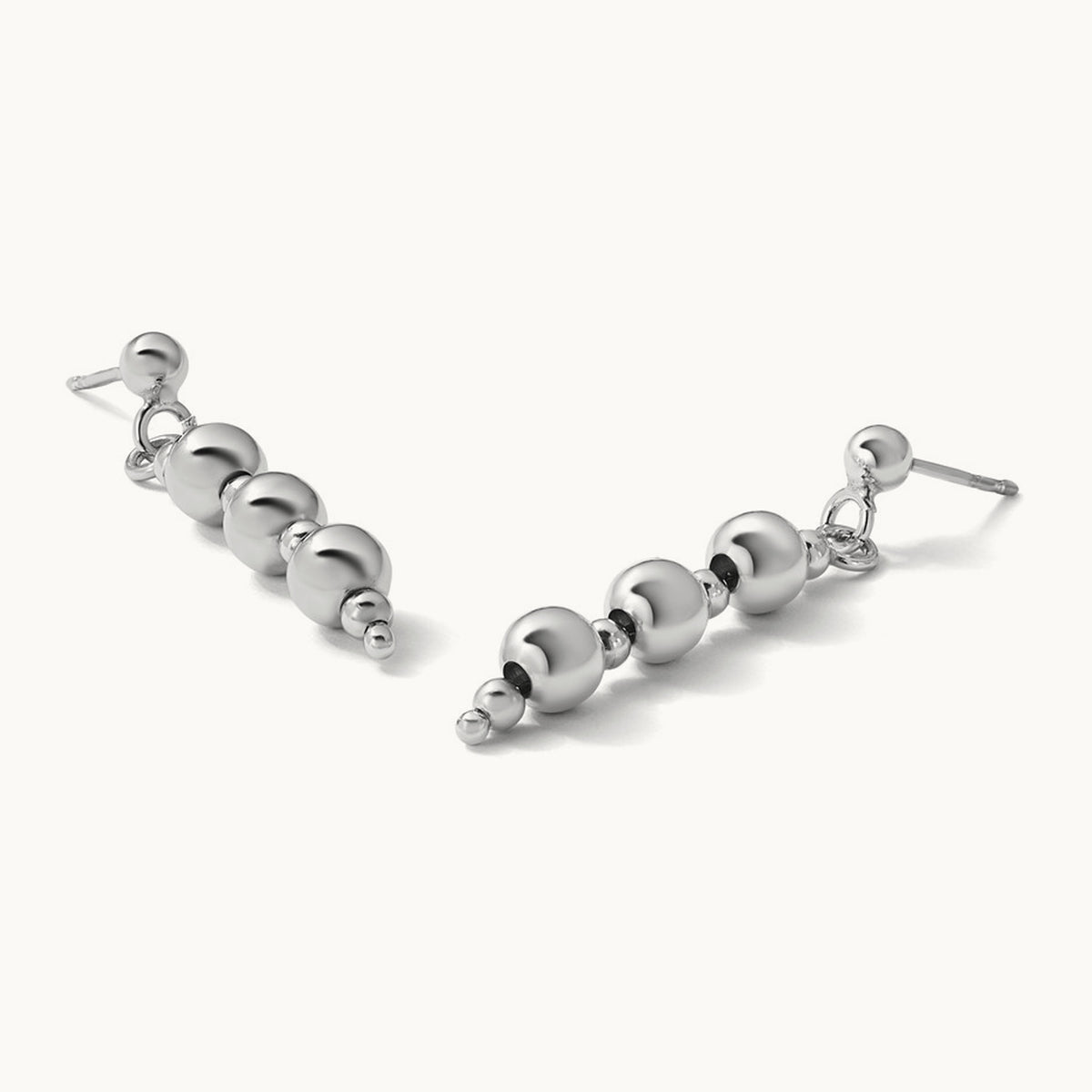 Rhodium-Plated Ball Dangle Post Earrings, Sterling Silver — Leslie's