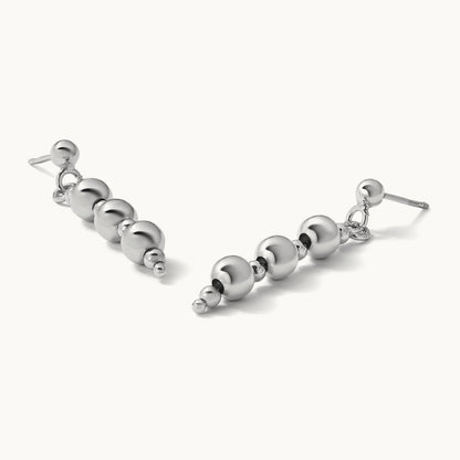 Rhodium-Plated Ball Dangle Post Earrings, Sterling Silver — Leslie's