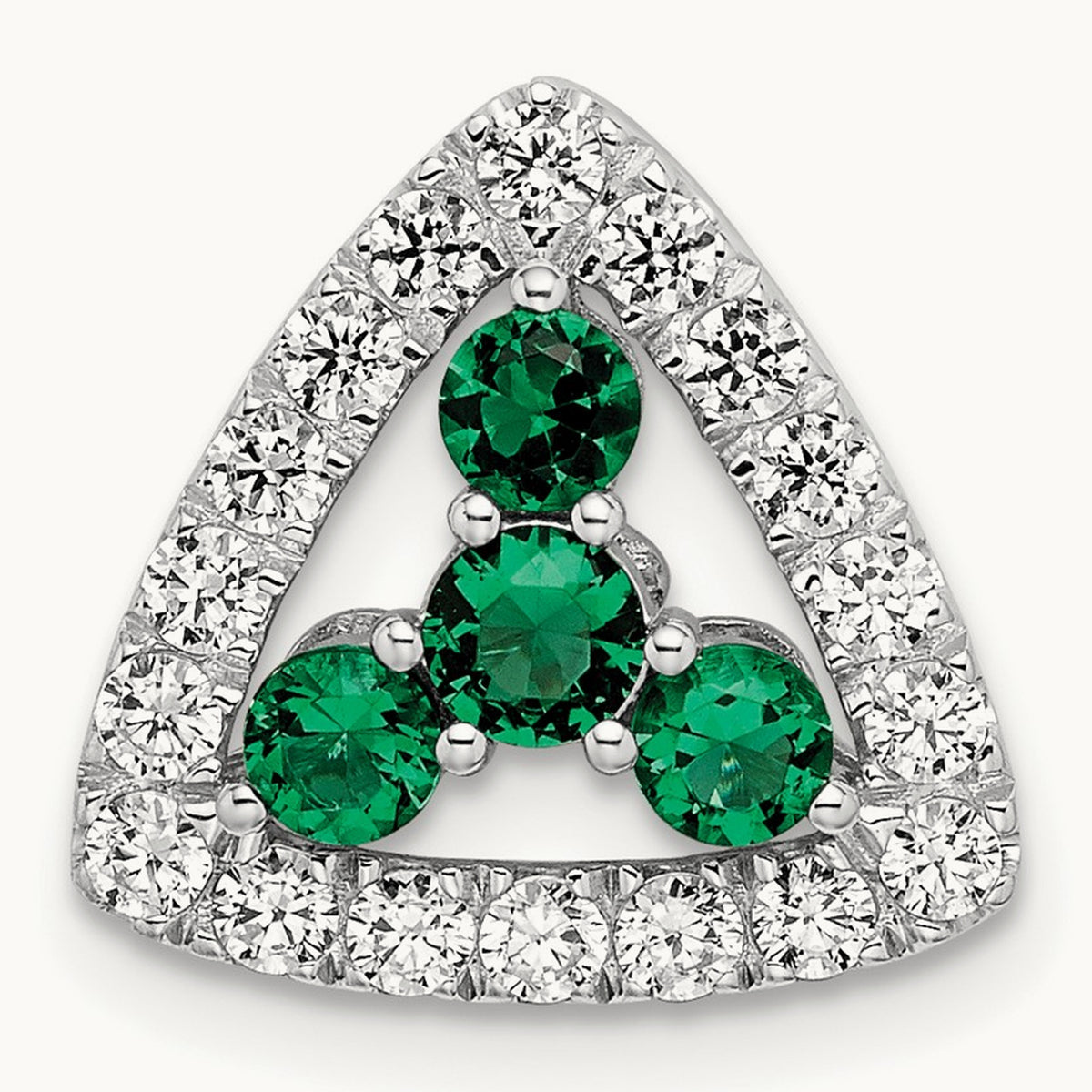 Created Emerald Chain Slide, 0.50 ct tw Lab-Grown Diamond — 14K White Gold
