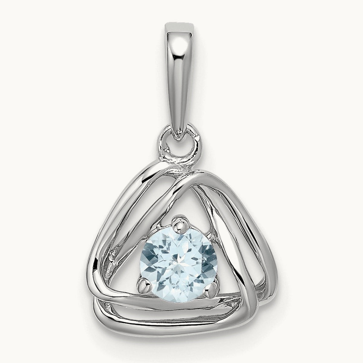 Aquamarine Triangle Pendant — 14K White Gold
