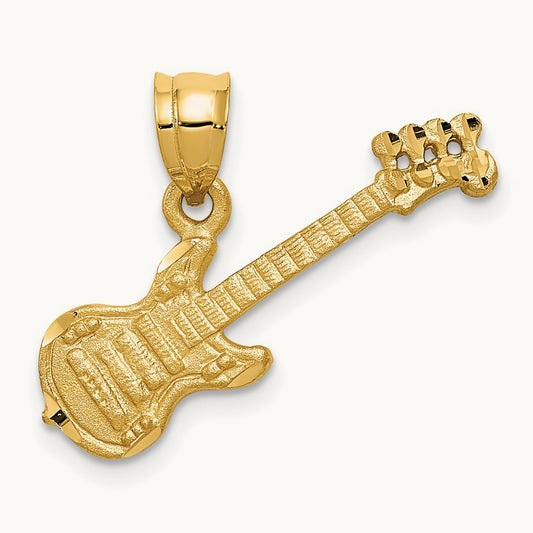 3D Guitar Charm, 14K