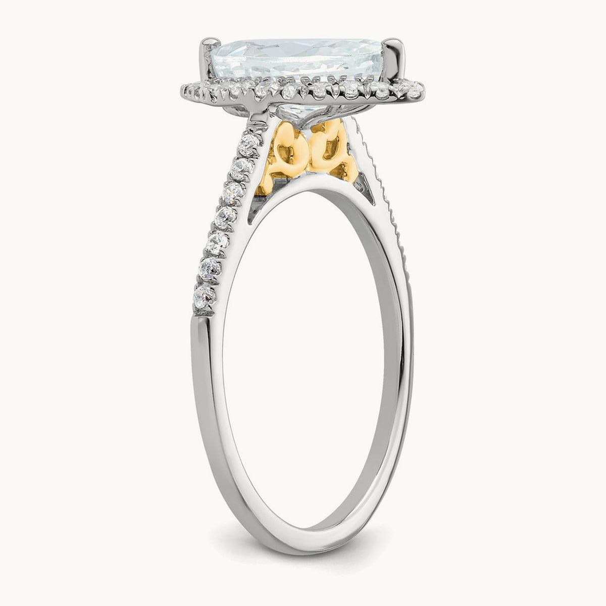 Marquise Halo Semi-Mount Engagement Ring, 0.25 ct tw — 1/3 ct, 14K Two-Tone