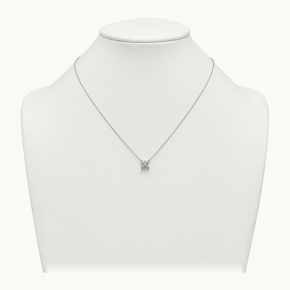 Princess Pendant Necklace, 0.25-4.00 ct tw Lab-Grown Diamond — 2 ct, 14K White Gold