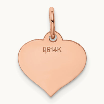 Heart Disc Charm, 14K Rose Gold