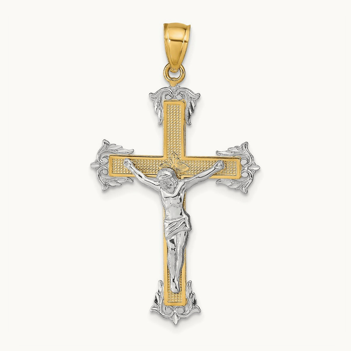 Crucifix Pendant, 14K Two-tone