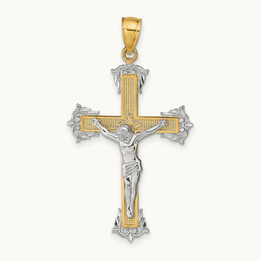 Crucifix Pendant, 14K Two-tone