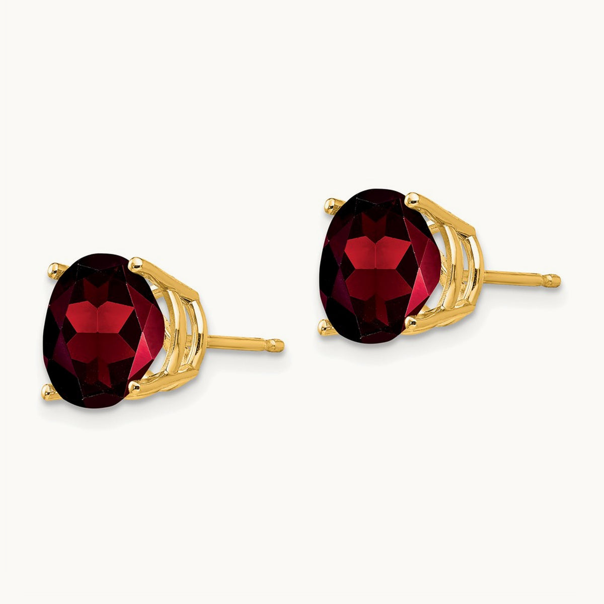 Garnet Round Stud Earrings, 14K