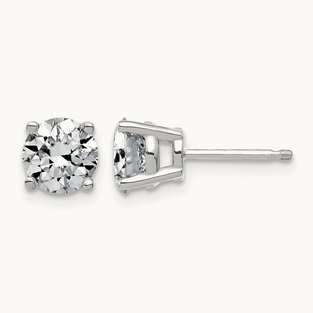 Round Angled Stud Earrings, 0.50-4.00 ct tw Lab-Grown Diamond — 2 ct, 14K White Gold