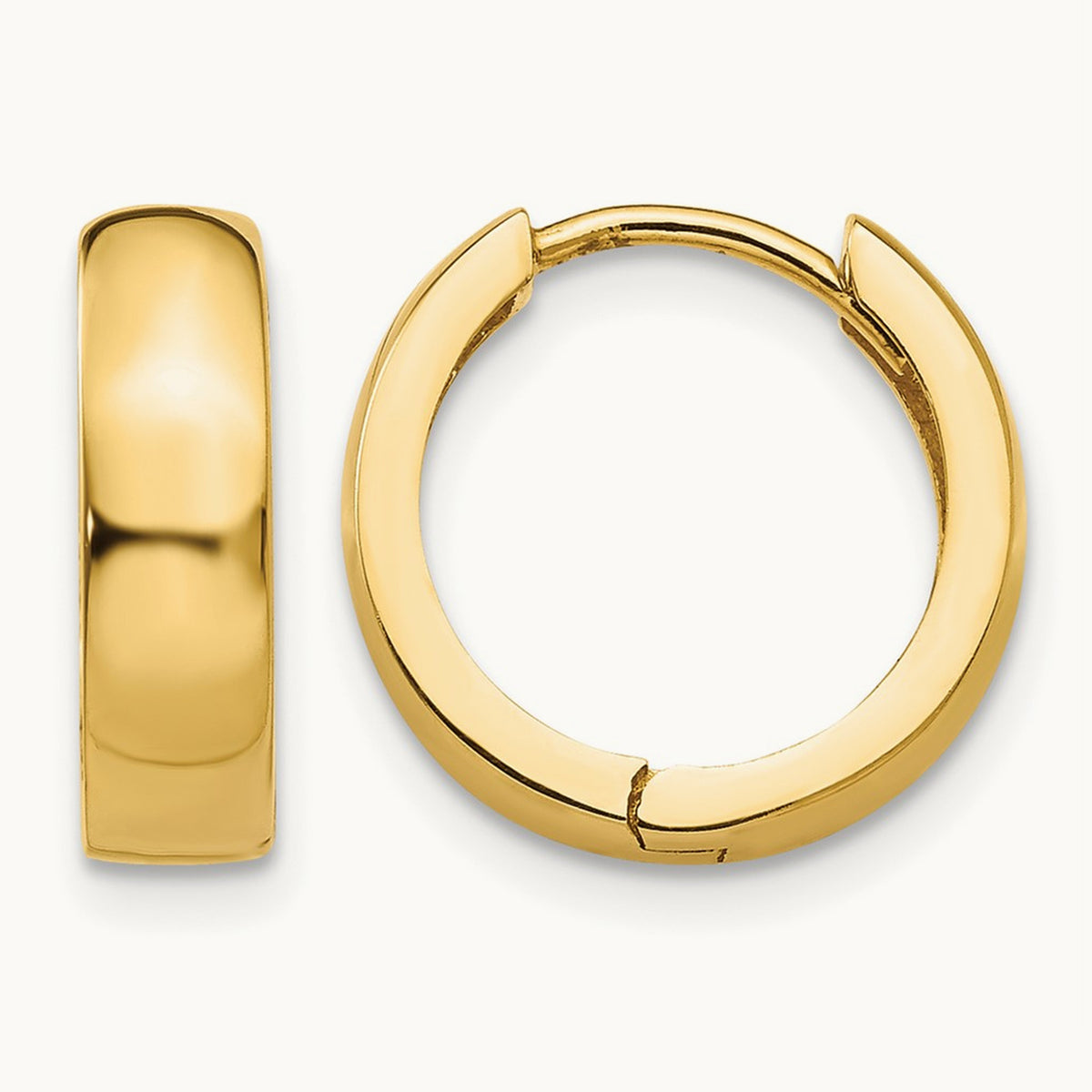 Round Hinged Hoop Earrings, 14K