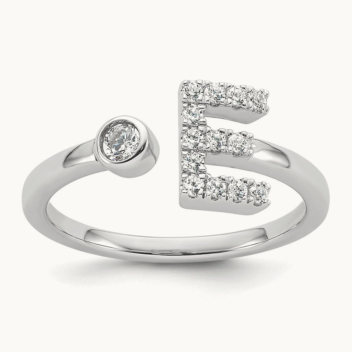 Initial E Adjustable Ring, 0.20 ct tw Lab-Grown Diamond