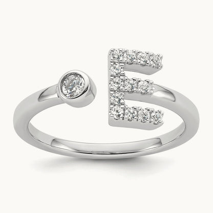 Initial E Adjustable Ring, 0.20 ct tw Lab-Grown Diamond