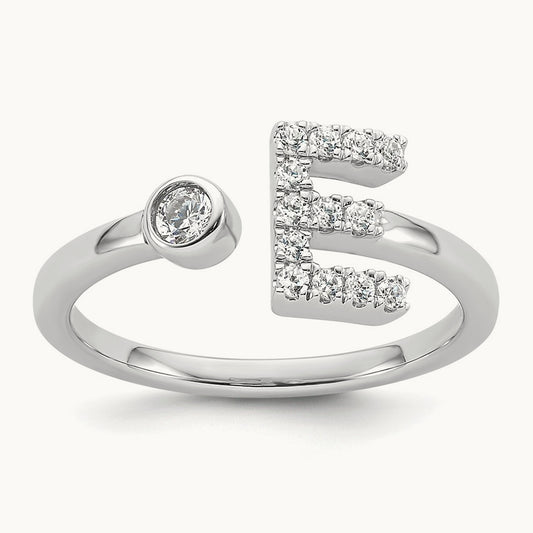 Initial E Adjustable Ring, 0.20 ct tw Lab-Grown Diamond