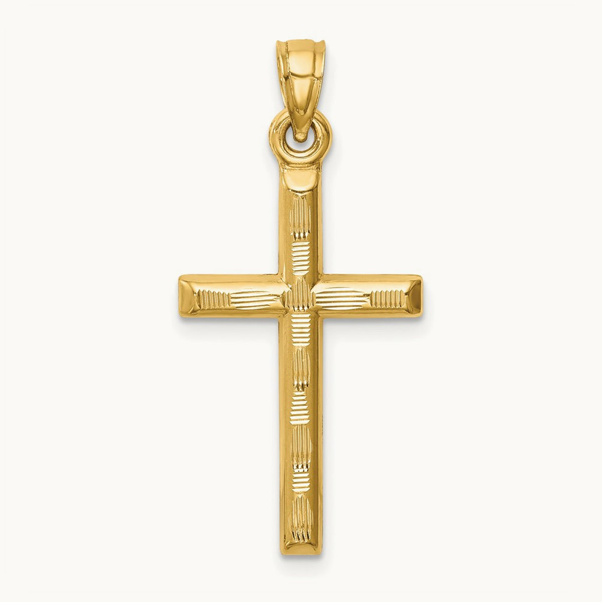 Hollow Diamond-cut Cross Pendant, 14K