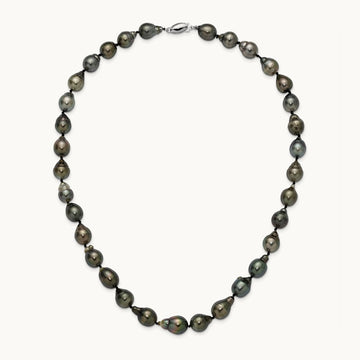 WG 8- Baroque Saltwater Cultured Tahitian Pearl Graduated Necklace, 11mm, 14K