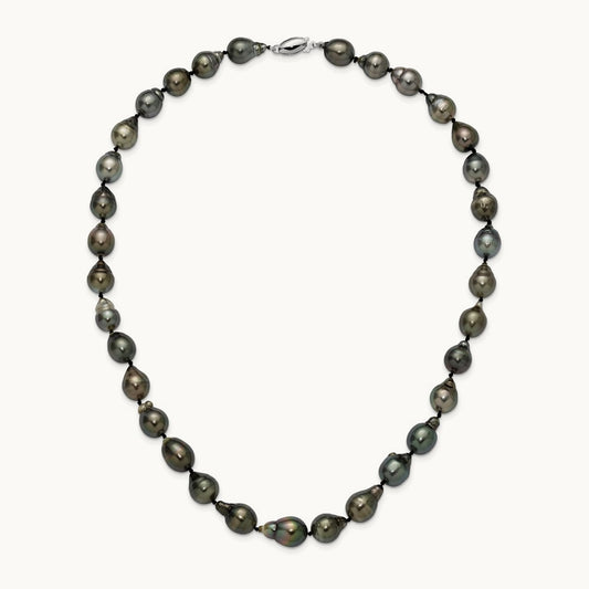 WG 8- Baroque Saltwater Cultured Tahitian Pearl Graduated Necklace, 11mm, 14K