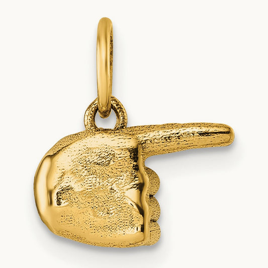 American Sign Language Alphabet Fingerspelling Sign G Pendant, 14K