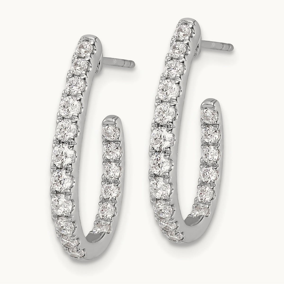 In/Out J-Hoop Hoop Earrings, 1.00 ct tw Lab-Grown Diamond