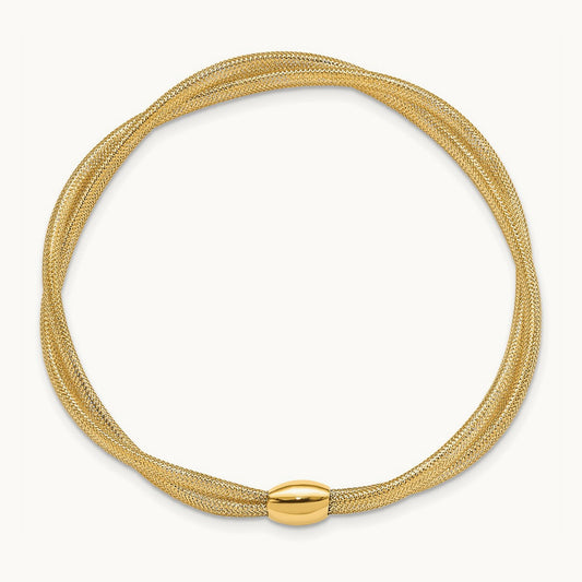Twisted Woven Mesh Stretch Bracelet, 14K Gold