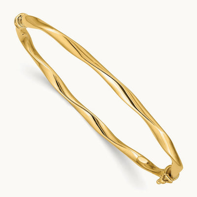 Twisted Tube Hinged Bangle, 14K