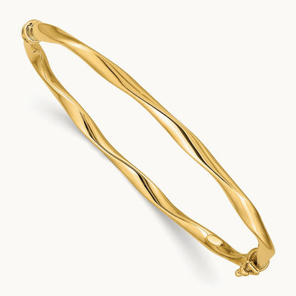 Twisted Tube Hinged Bangle, 14K
