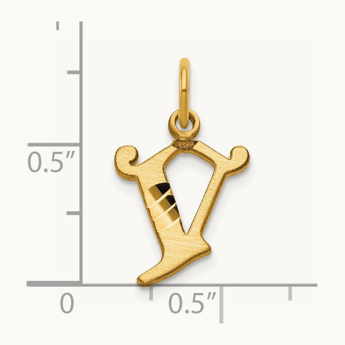 Diamond-cut Initial Charm — 14K Yellow Gold, V