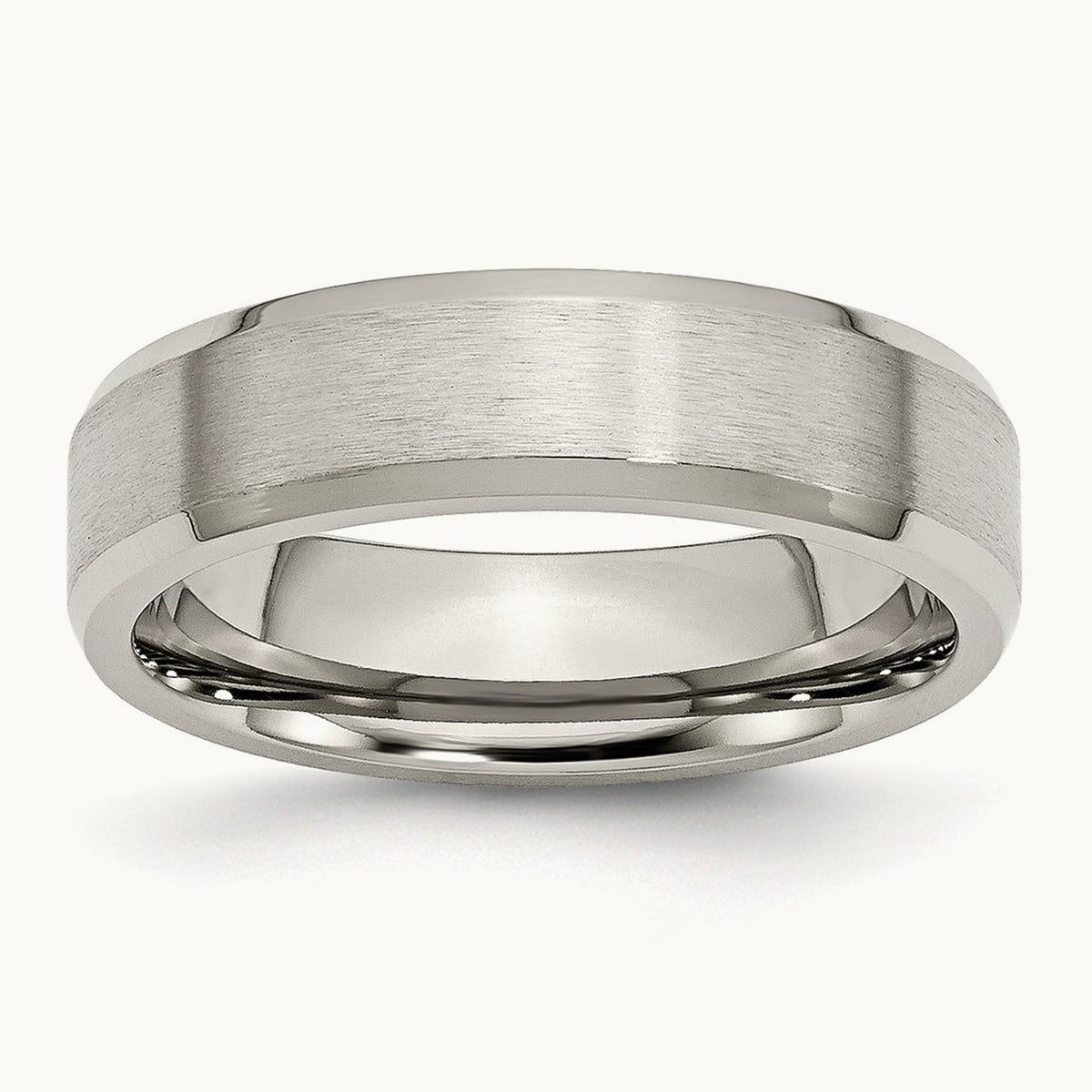 Brushed and Polished Flat Beveled Edge Band — photo set
