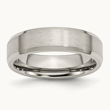 Brushed and Polished Flat Beveled Edge Band — photo set