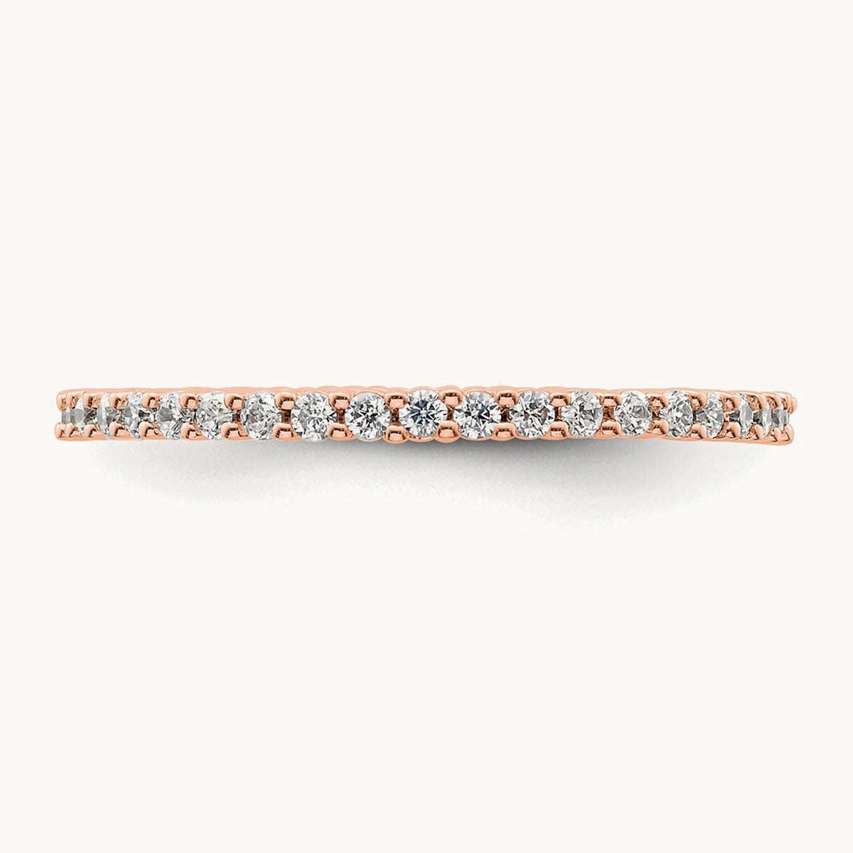 Polished Shared Prong Diamond Eternity Band, 0.50 ct tw, 14K Gold — 14K Rose Gold, 8.5