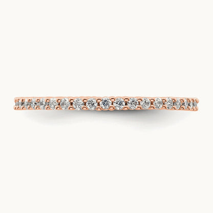 Polished Shared Prong 1/2ct Diamond Eternity Band, 14K Rose Gold
