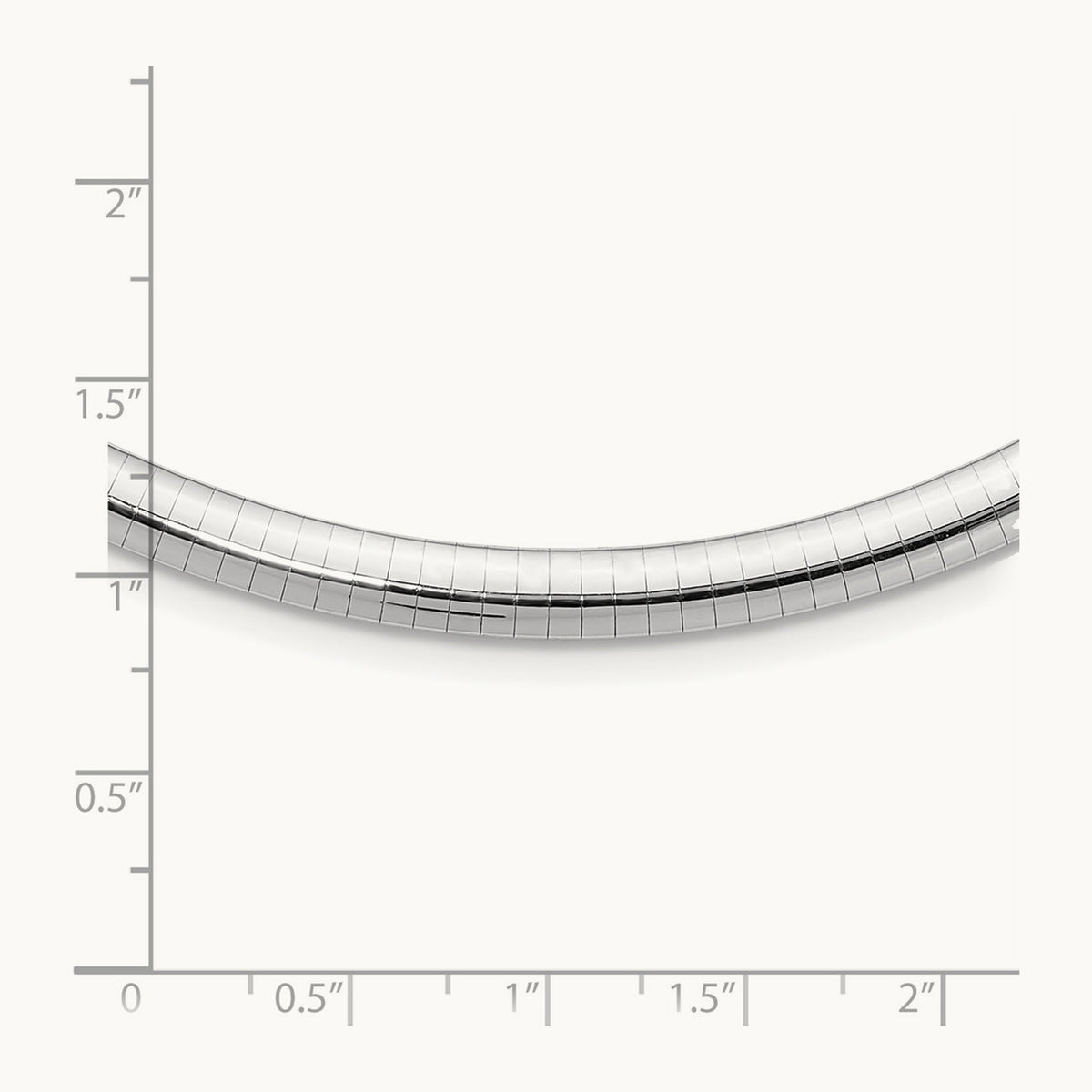 Domed Omega Necklace — 14K White Gold, 16mm, 6mm