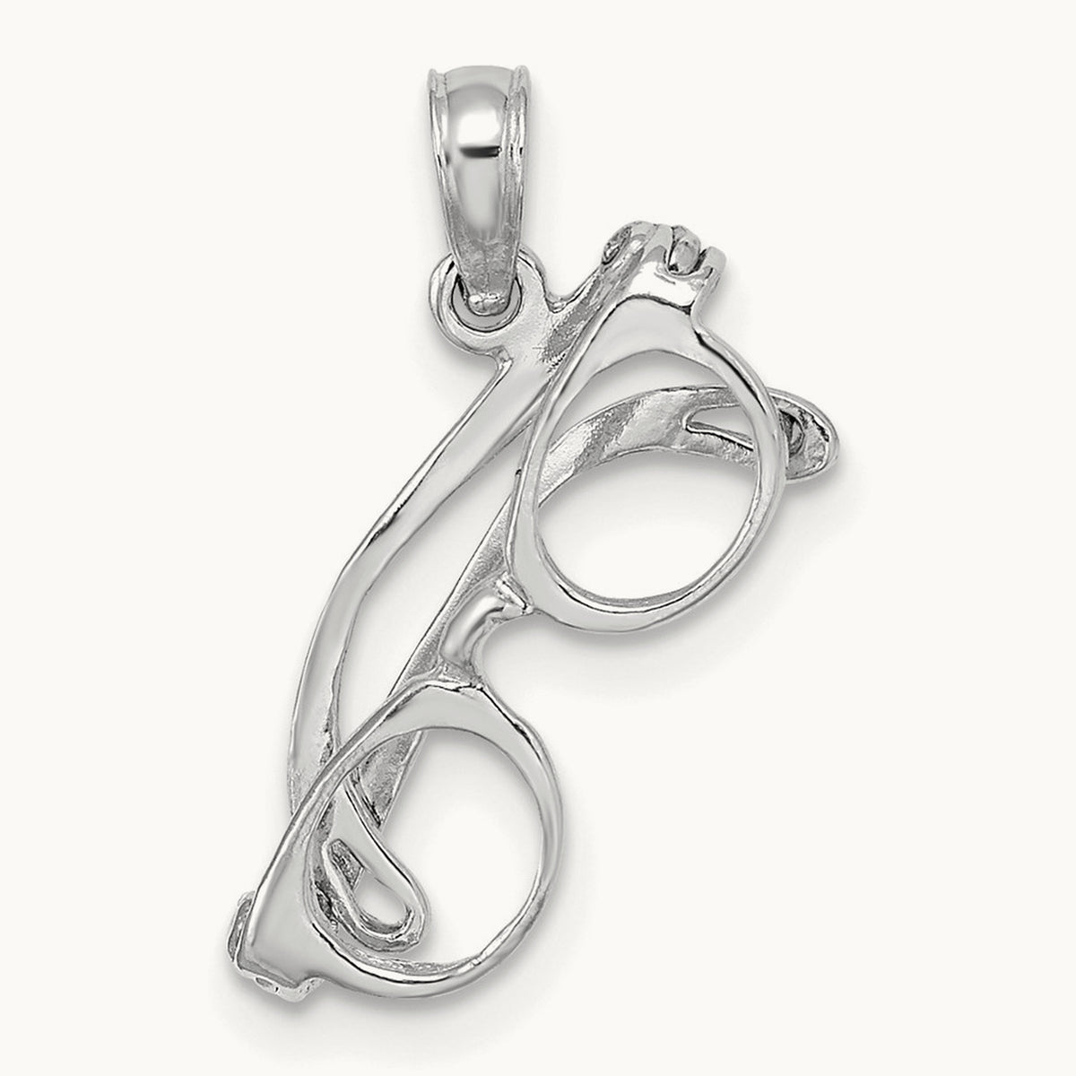 3-D Moveable Glasses Charm — 14K White Gold