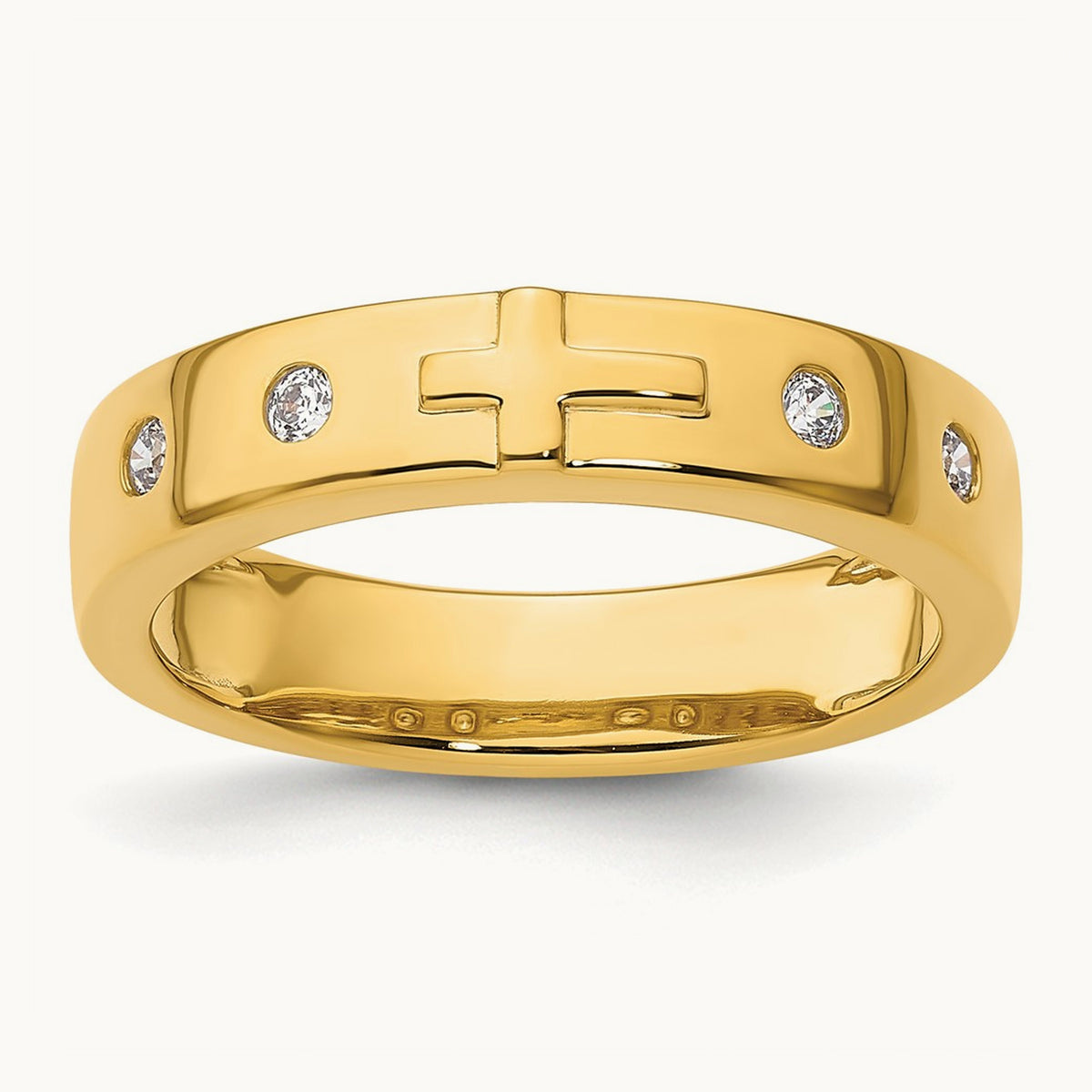 Cross Diamond Mens Complete Wedding Band, 14K