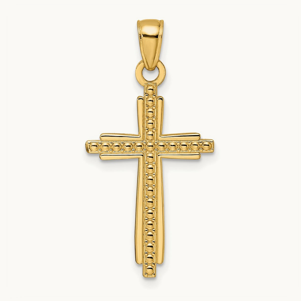 Polished & Textured Fancy Cross Pendant — 34mm