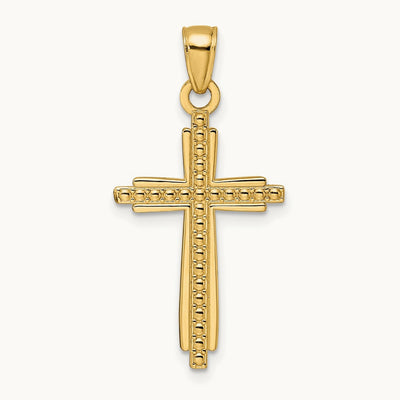 Polished & Textured Fancy Cross Pendant — 34mm