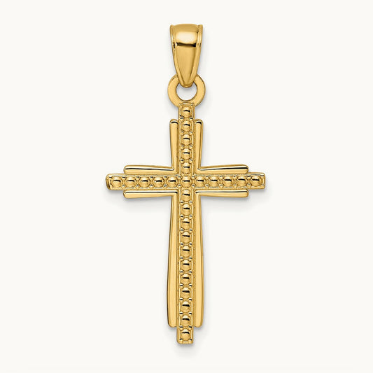 Polished & Textured Fancy Cross Pendant — 34mm