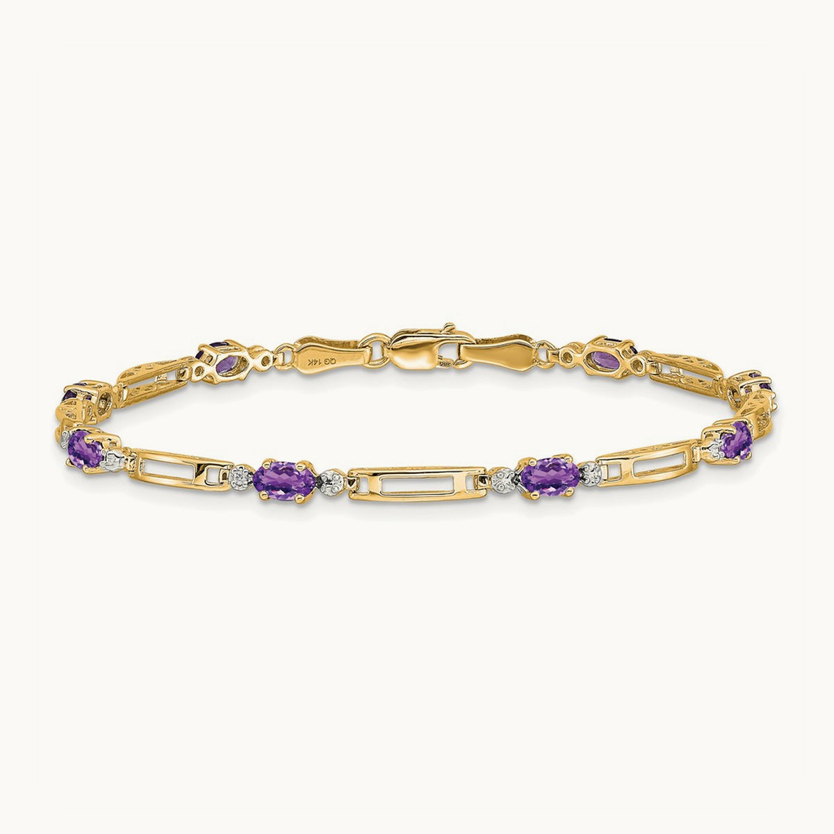Diamond and Amethyst Bracelet — 14K Yellow Gold