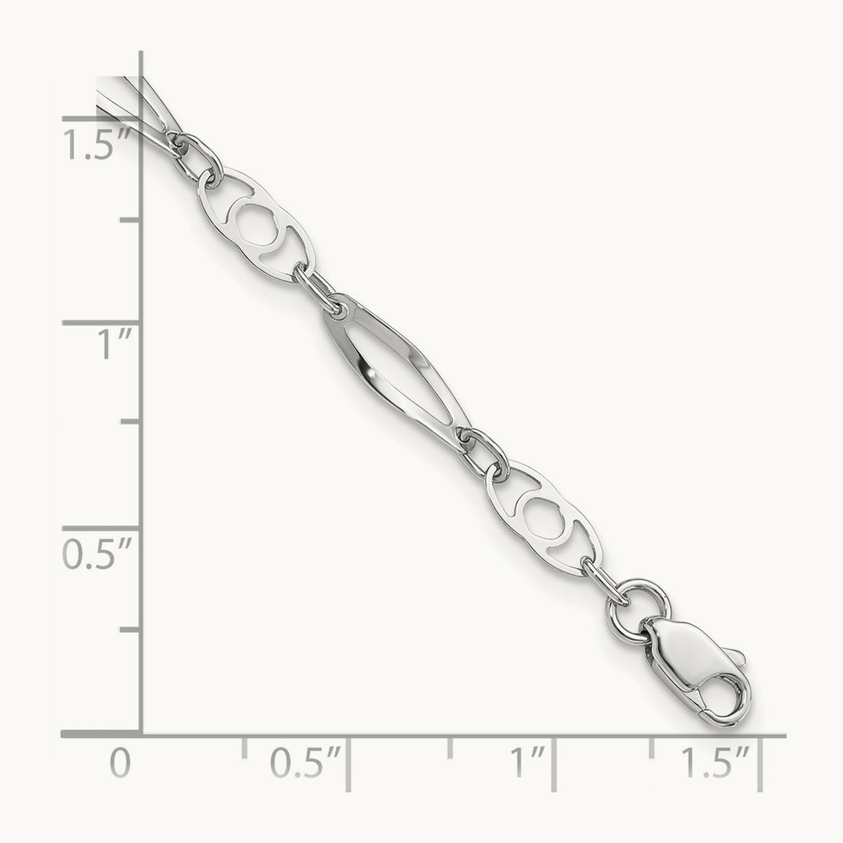 7in Polished Fancy Link Bracelet — 14K White Gold