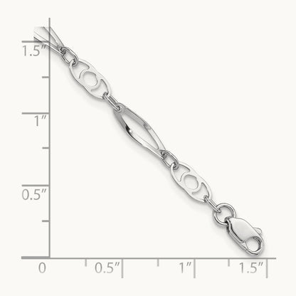 7in Polished Fancy Link Bracelet — 14K White Gold