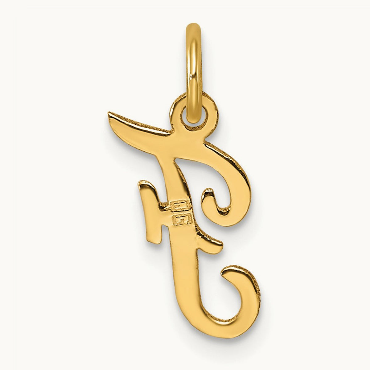 Small Script Letter F Initial Charm, 14K