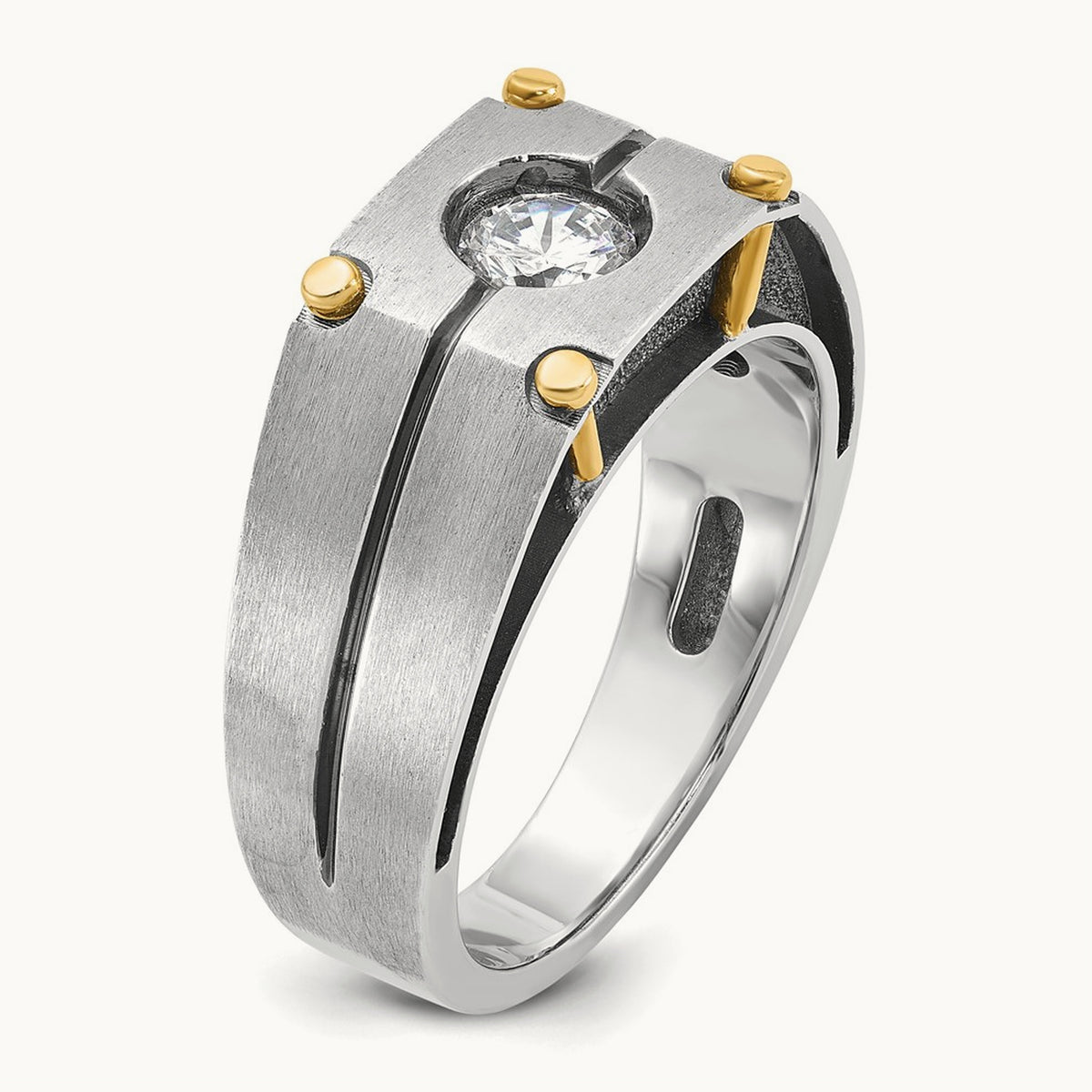 With Blk RH Men's Ring, 0.50 ct tw Lab-Grown Diamond
