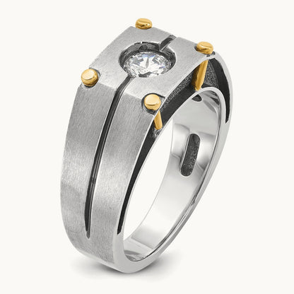 With Blk RH Men's Ring, 0.50 ct tw Lab-Grown Diamond