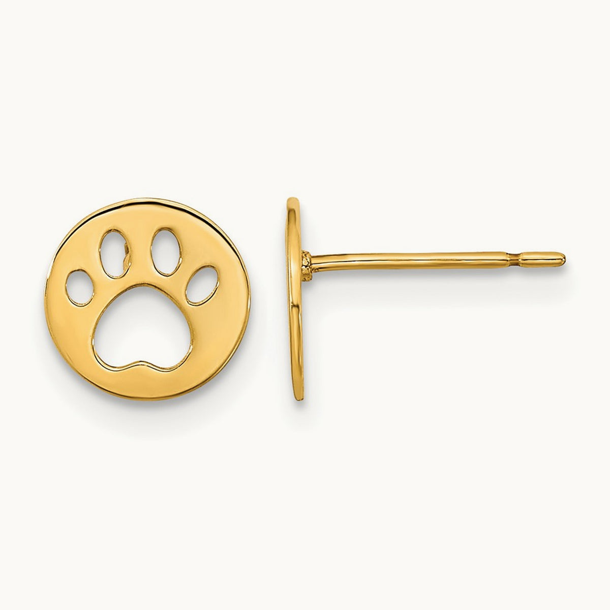 Madi K Kids Pawprint Post Earrings, 14K