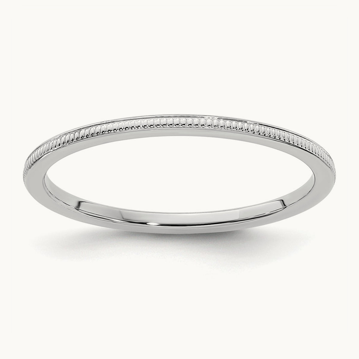 Milgrain Stackable Band — 10K White Gold