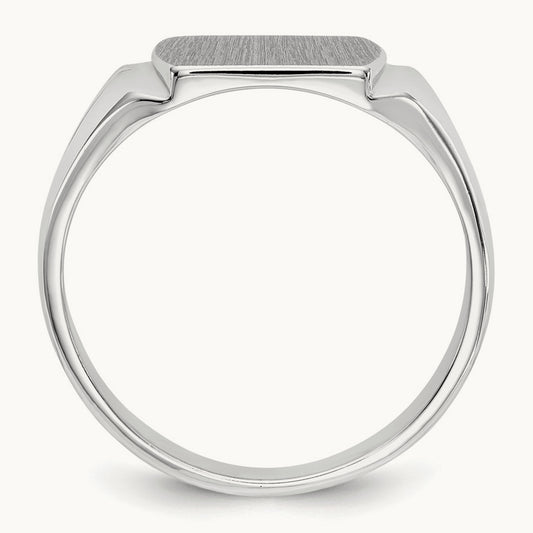 10.5x8. Closed Back Signet Ring, 0mm, 14K White Gold