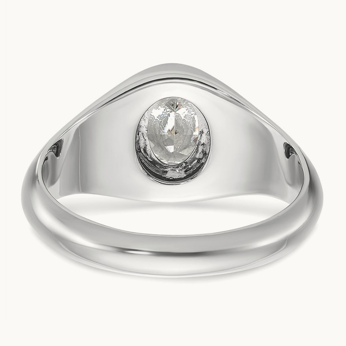 Oval Men's Ring, 1.00 ct tw Lab-Grown Diamond — 14K White Gold