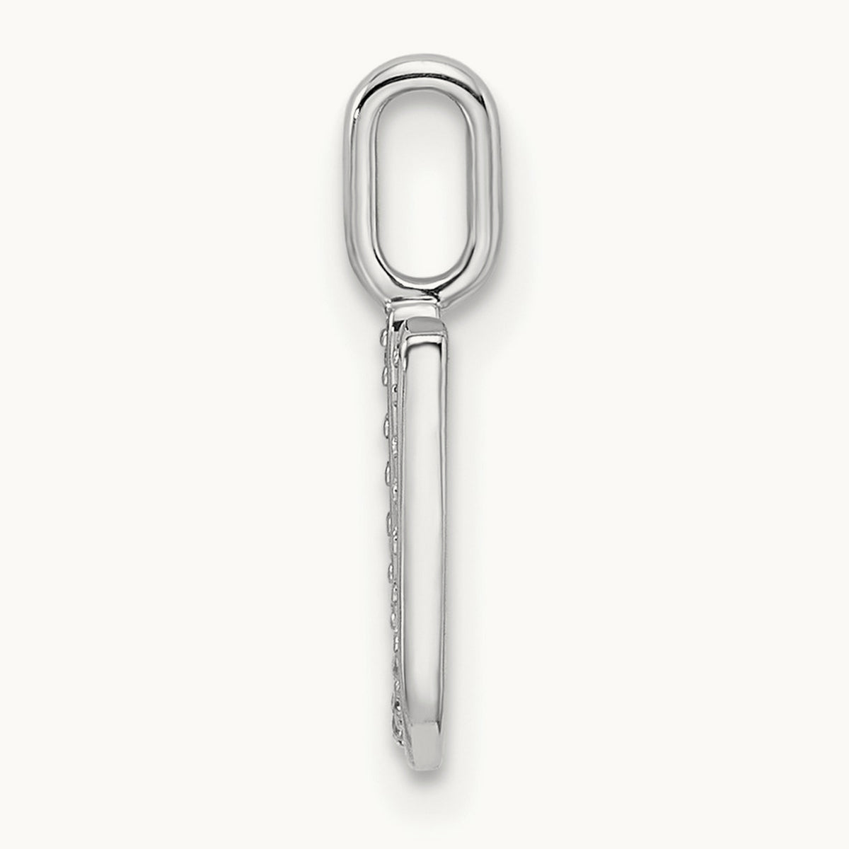 Diamond Letter U Initial Pendant, 14K White Gold