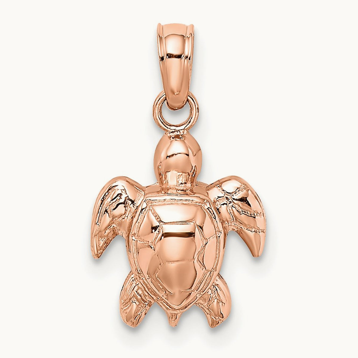 Textured Mini Sea Turtle Charm — 14K Rose Gold