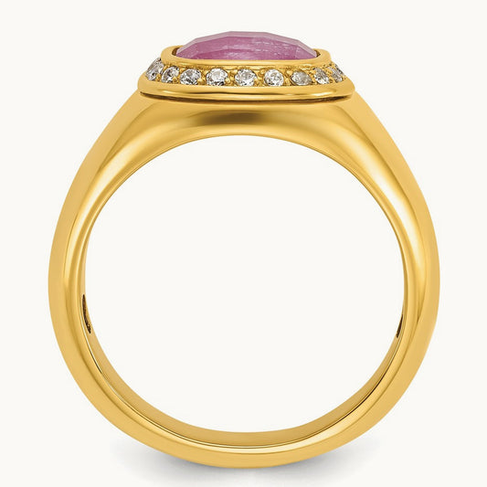 IBGoodman Men's Ruby Doublet Stone and Diamond Complete Ring, 14K