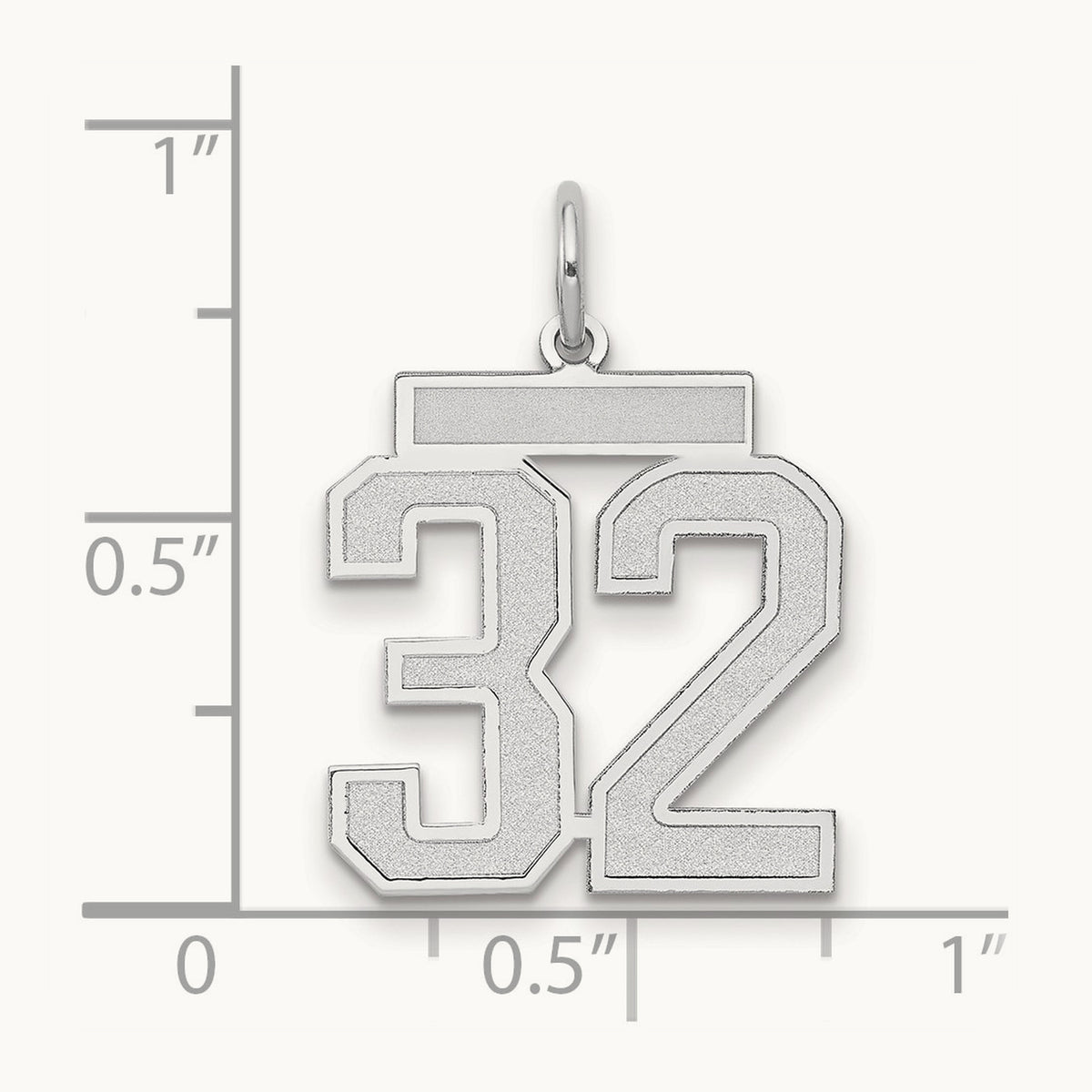 Medium Satin Number 32 Charm, 14K White Gold