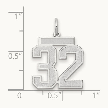 Medium Satin Number 32 Charm, 14K White Gold